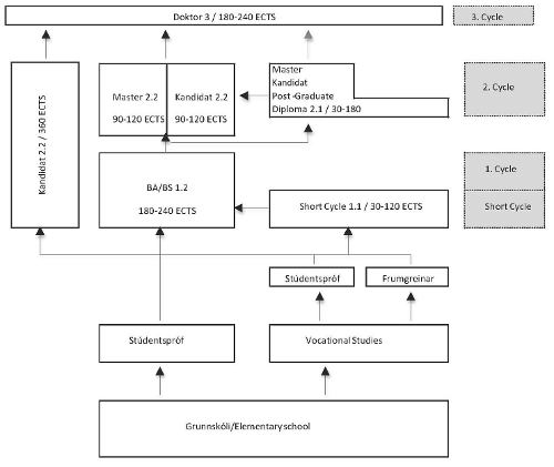 Diagram of the Icelandic higher education system